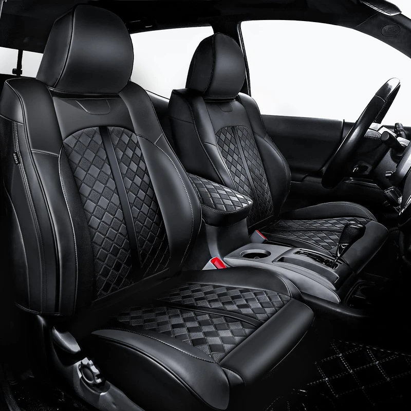Carlimeki Tacoma Seat Covers Custom Fit for 2005 2006 2007 2008 2009 2010 2011 2012 2013 2014 2015 Crew Cab 2nd Gen Tacoma Base, PreRunner, TRD Pro - Center Console Armrest Covers - Fully Covered