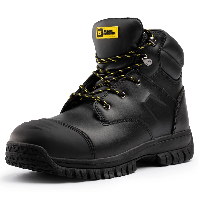 Black Hammer Mens Safety Boots S3 SRC Steel Toe Cap with Midsole Protection Wide Fit Ideal Work Boots for Men Thunder Black (8 UK)