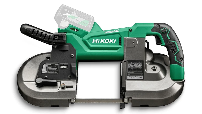 HIKOKI Akku Bandsäge CB3612DA (18V, Brushless Motor, Blattgeschwindigkeit: 1,0-3,2 m/min, Bandabmessung LxHxB: 1.140x12,5x0,5 mm) Plus Zubehör, OHNE Akku, Ladegerät und Transportkoffer.