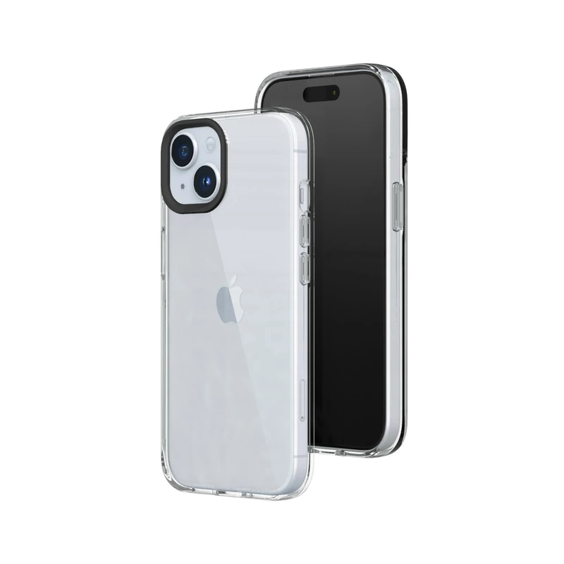 RHINOSHIELD Crystal Clear Case Compatible with [iPhone 15] | Advanced Yellowing Resistance, High Transparency, Protective and Customizable Clear Phone Case - Black Camera Ring