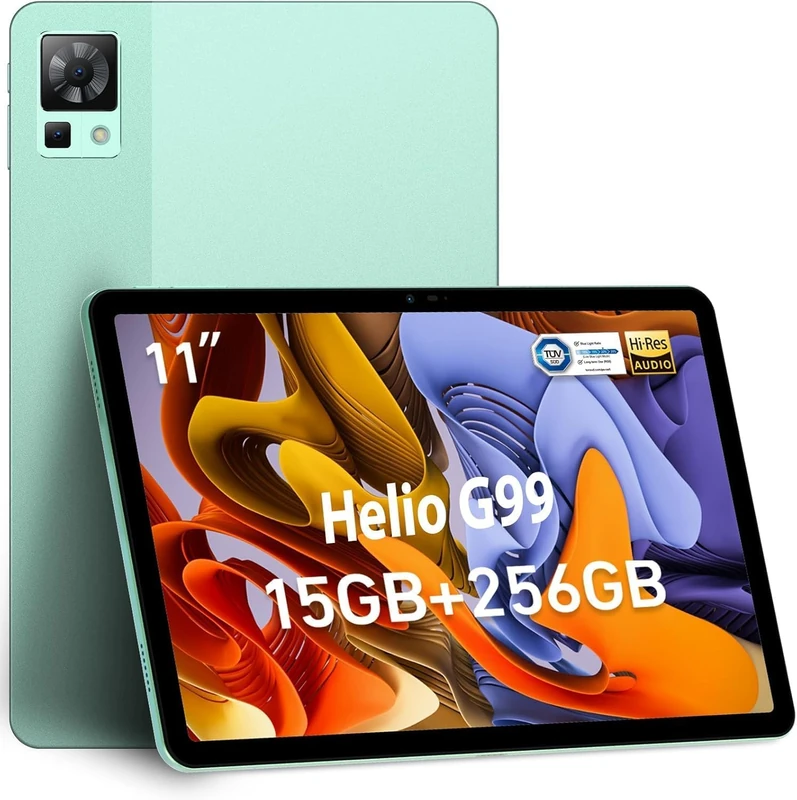 T30 Pro 11 Inch Tablet 2.5K, 15GB+256GB (TF 2TB), 20MP/8MP Camera, Android 13, 4G-LTE, 2.4GHz&5GHz Wi-Fi, Face Unlock & Bluetooth 5.2, 8580mAh 33W Fast Charging, GREEN