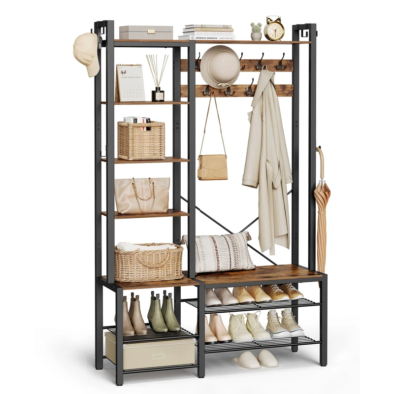 VASAGLE Hall Tree with Bench and Shoe Storage - HSR426B01