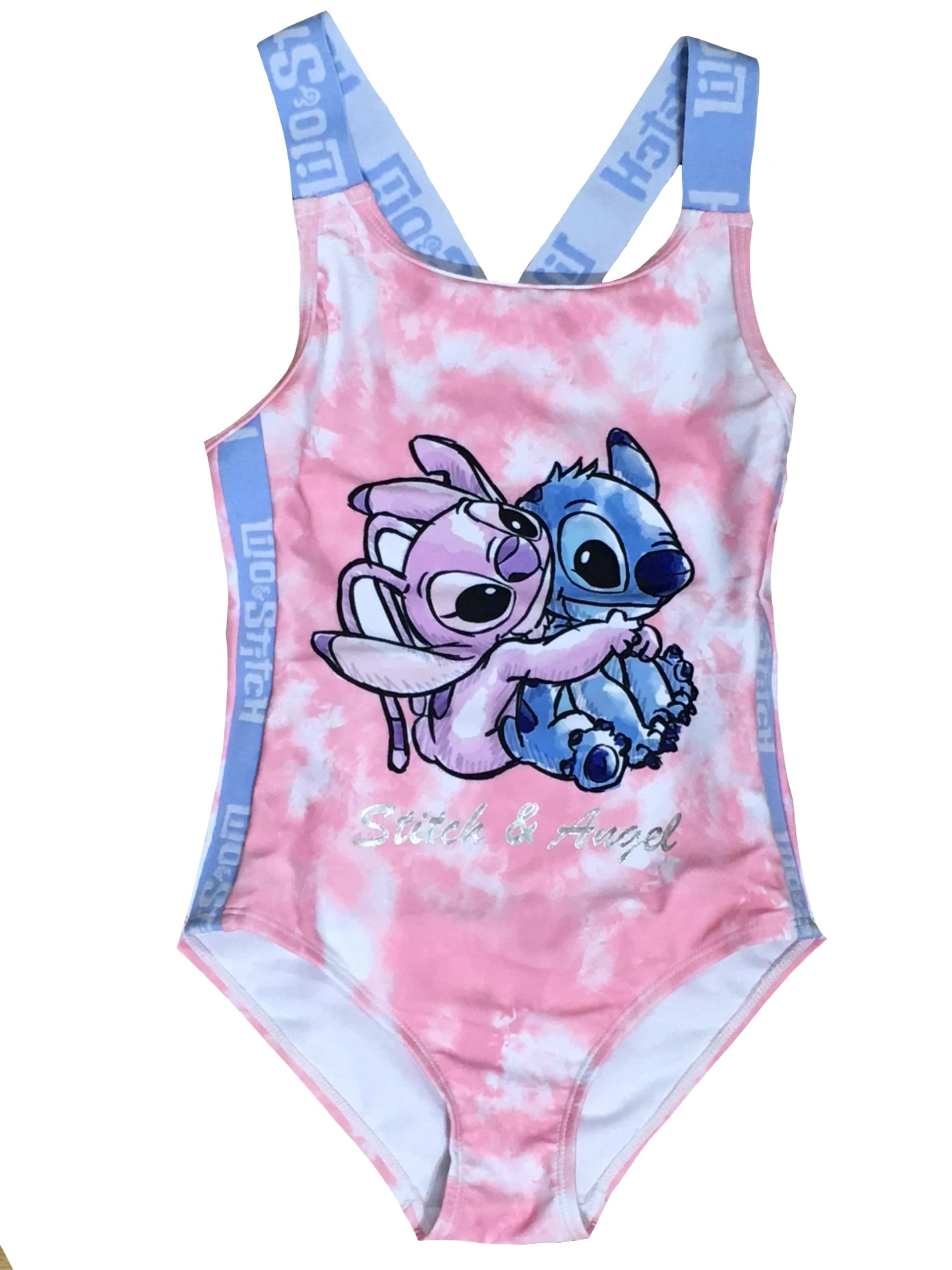 Disney Lilo & Stitch Girls Swimming Costume, One Piece Swimsuit, Kids Swimwear Featuring Stitch & Angel, Multicoloured, Age 9-10 Years