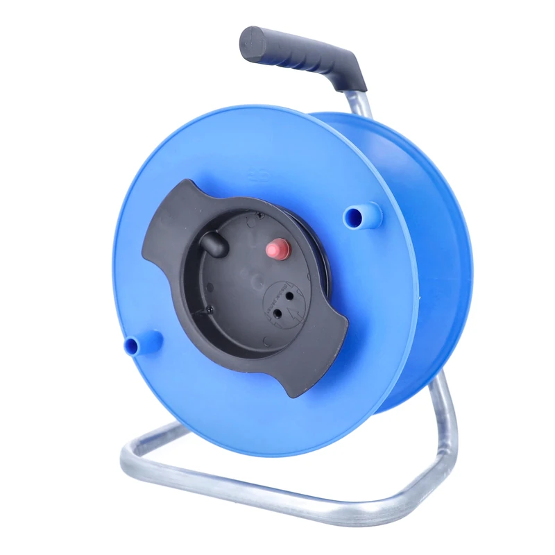 as - Schwabe Camping Cable Reel Empty Drum Diameter 285 mm for Approx. 50 m Cable with Cable Reel and Plug Space, Thermal Circuit Breaker IP44, Blue, 12228