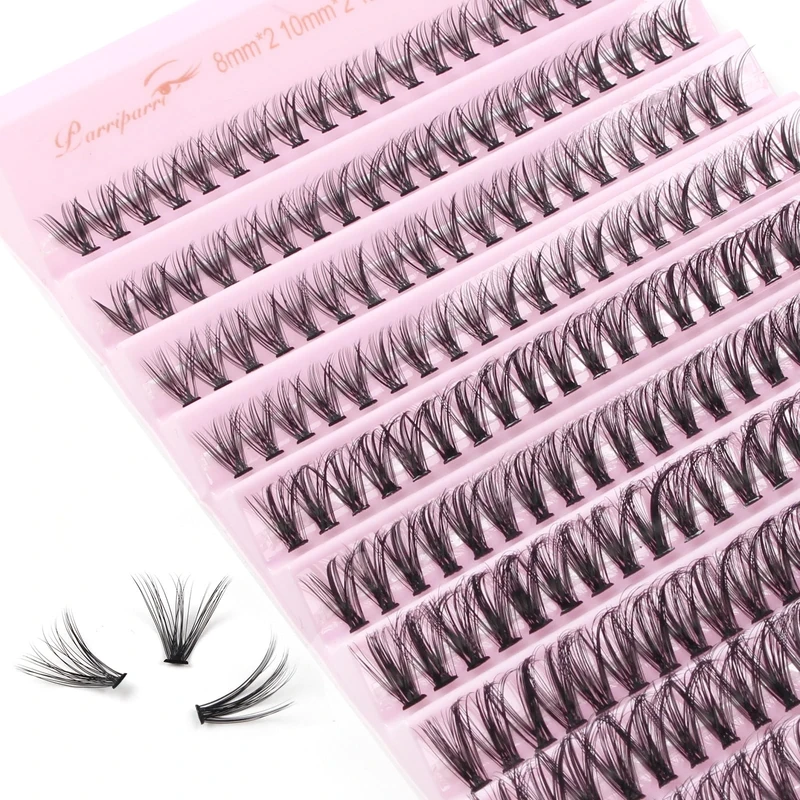 Parriparri DIY Lash Extension Individual Lashes 200 Pcs Natural Cluster Eyelashes Volume Individual False Eyelashes Extension At Home (30D-0.07C-8-16MM Mix)