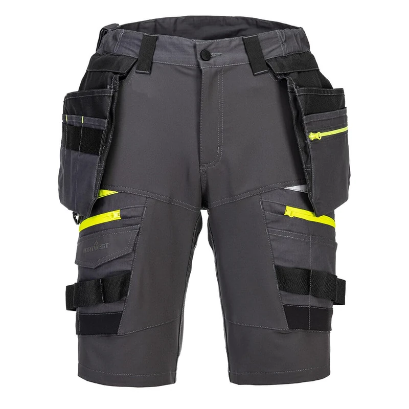 Portwest DX444 Men's DX4 Detachable Holster Pocket Stretch Work Shorts Metal Grey, 44