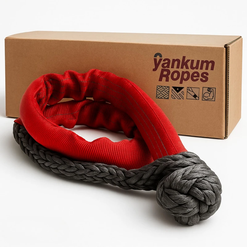 Yankum 7/16" Soft Shackle with Red Chafe Sleeve - Synthetic Recovery Kit, Heavy Duty Tow Shackle, Soft Shackles for Towing, Off-Road Recovery Gear, Made in USA