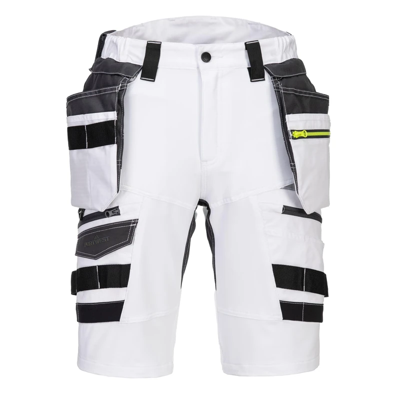 Portwest DX444 Men's DX4 Detachable Holster Pocket Stretch Work Shorts White, 46