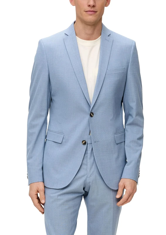 s.O Pure Suit Jacket with Fine Woven Structure, Pale Blue, 40S