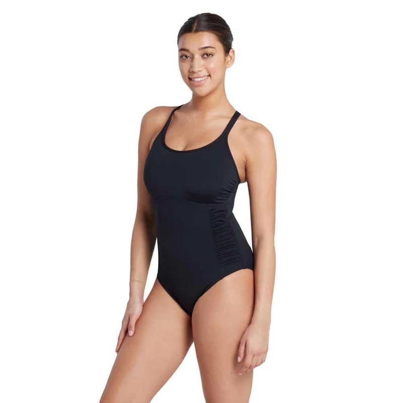 Zoggs Women's Multiway 1 Piece – Ecolast+ Swimsuits, Black, 12