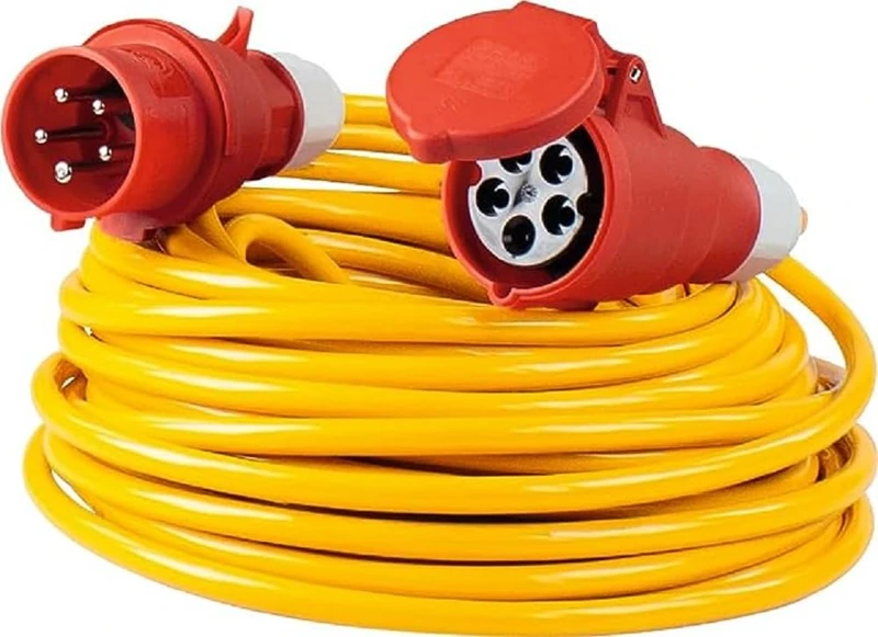 as - Schwabe High Current Extension Cable 50 m K35 AT-N07V3V3-F 5G2.5-400V/16A/6h/Approx. 11kW - Construction Site, Garden - 5-Pin Robust CEE Extension for Outdoor Use - IP44 - Made in Germany, 60721
