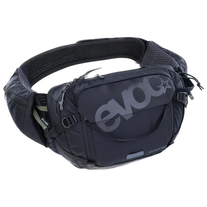EVOC Hip Pack PRO 3, Hip Bag (AERO Flex Hip Belt, AIR Flow Contact System, mesh Material, Tool Compartment, Bum Bag, Perfect for Trail Lovers, one Size), Black