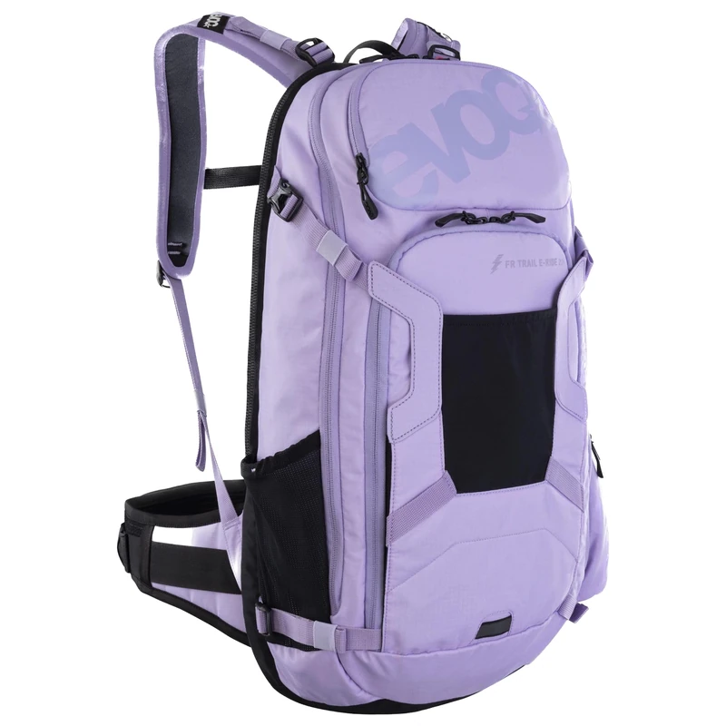 EVOC FR TRAIL E-RIDE 20l backpack for e-mountain bikes (backpack with battery compartment, ergonomic LITESHIELD BACK PROTECTOR & ventilation, sophisticated pocket management), Purple Rose