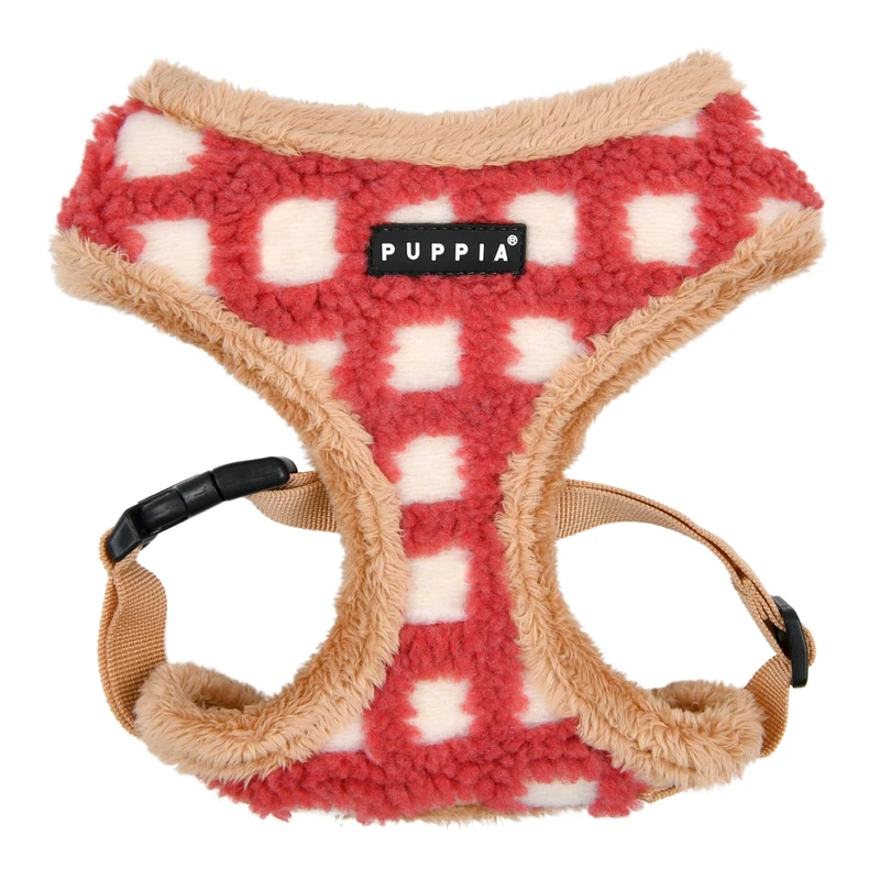 Puppia Stefan Dog Harness Head Warm Winter Waffle Pattern Adjustable Chest for Small Medium Dogs Coral M