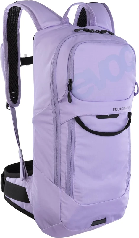 EVOC FR LITE RACE 10 protector backpack ideal for enduro races, backpack (bike backpack with LITESHIELD BACK back protector, LITESHIELD SYSTEM AIR, tool compartment, size: M/L), Purple Rose