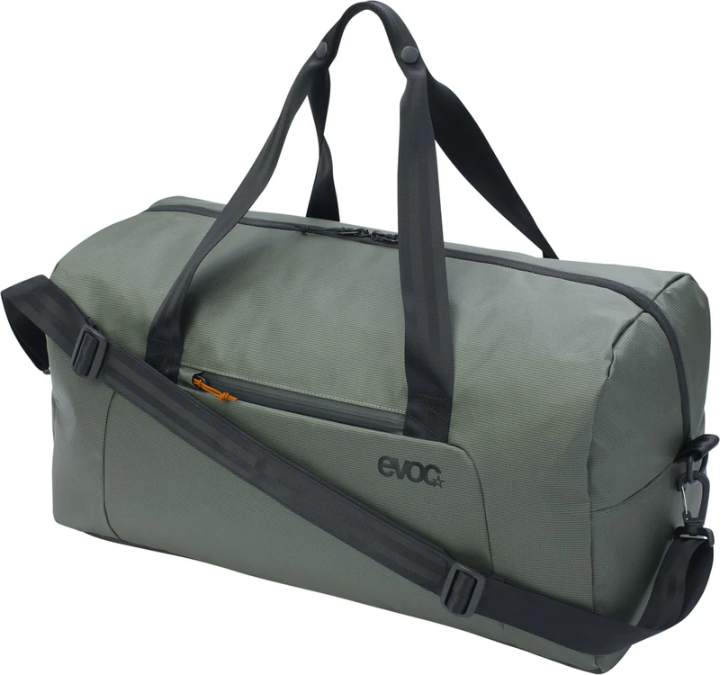 EVOC WEEKENDER 40, travel bag (water- and dirt-repellent Tarpualin, incl. outer and inner pockets, volume: 40l, weight: 720g, dimensions: 55 x 26 x 28 cm), Dark Olive - Black
