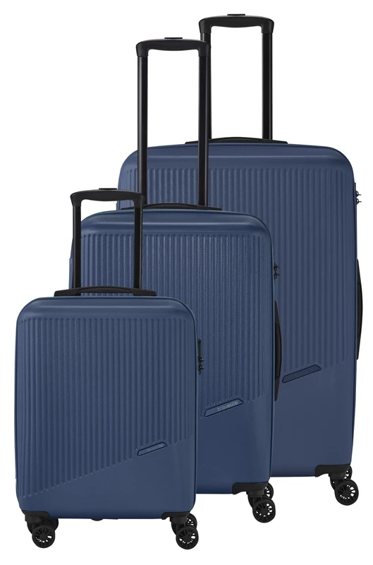 travelite 4-wheel suitcase set 3 pieces sizes L/M/S, BALI: ABS hard-shell trolleys with TSA combination lock (hand luggage cases without TSA)