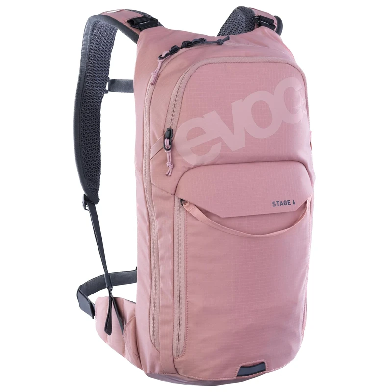 EVOC STAGE 6 + HYDRATION BLADDER 2, Backpack (adjustable shoulder straps with BRACE LINK, AIR FLOW CONTACT SYSTEM, incl. 2l hydration bladder and tool compartment, One Size), Dusty Pink