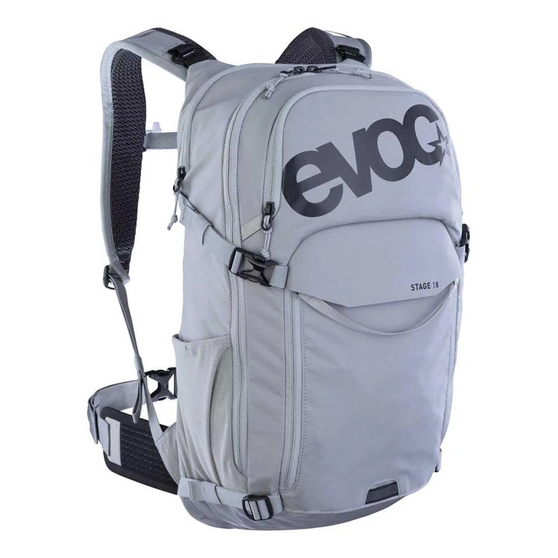 EVOC STAGE 18, Backpack (adjustable shoulder straps with BRACE LINK, AIR FLOW CONTACT SYSTEM, incl. hydration bladder compartment, tool compartment and compression straps, One Size), Stone