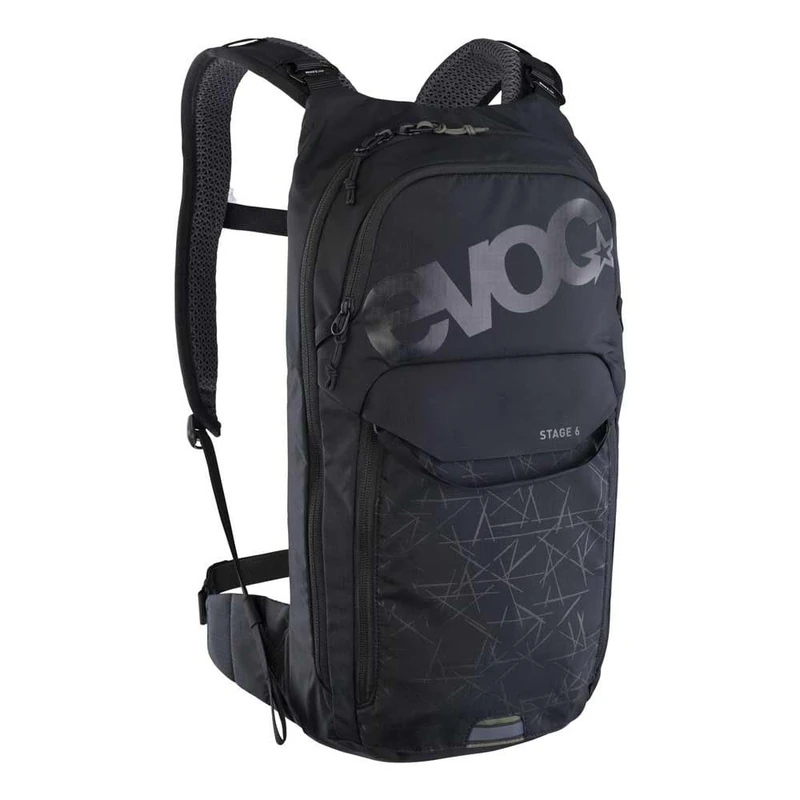 EVOC STAGE 6 Backpack, bike backpack (Brace link shoulder straps, Air flow contact system, PFC-free, lightweight and compact, trekking backpack, ideal for mountain bikers, One Size), Black