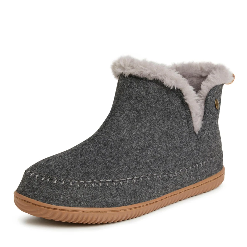 Dearfoams Alpine Men's Brixen Indoor/Outdoor Memory Foam Boot Slipper Ankle, Dark Heather Grey, 12-13