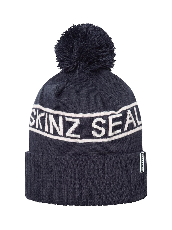SEALSKINZ | Heacham | Waterproof Cold Weather Icon Unisex Bobble Beanie Hat | Winter Sports Accessories | Fleece Lined | Essential for Skiing Navy