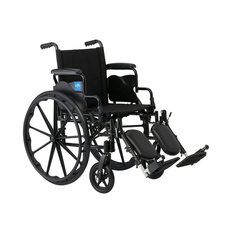 Medline Lightweight Wheelchair for Adults with Swing-Back, Desk-Length Arms, Elevating Leg Rests; 16" W x 16" D Seat