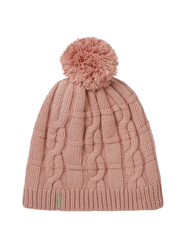 SEALSKINZ | Hemsby | Waterproof Cold Weather Cable Knit Bobble Hat | Outdoor Acessories | Suitable for All Outoor Activities & Cold Weather Pink