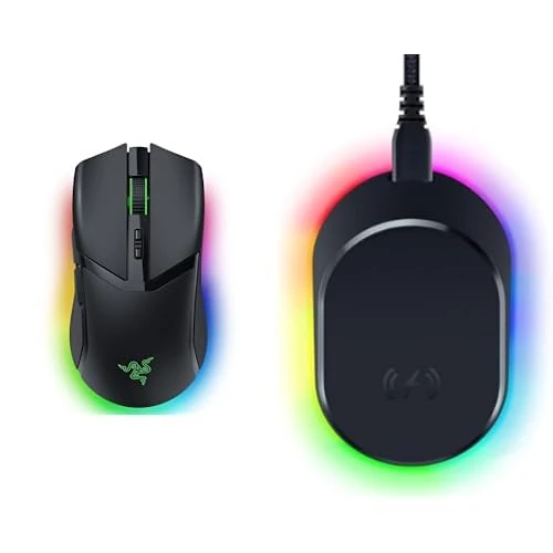 Razer Cobra Pro - Customizable Wireless Gaming Mouse Chroma RGB Black + Mouse Dock Pro & Charging Puck - Magnetic Wireless Charging Dock (Hyperspeed 4K, 8 RGB Chroma lighting) - Black