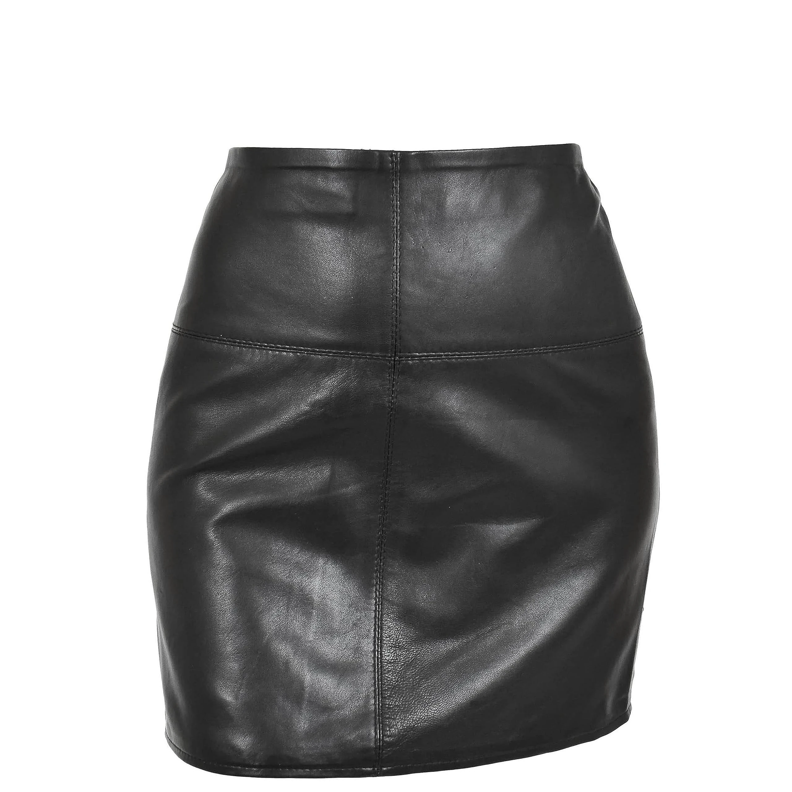 Divergent Retail DR567 Women's Leather 16 Inch Mini Length Pencil Skirt Black (as8, Numeric, Numeric_8, Regular, Regular)