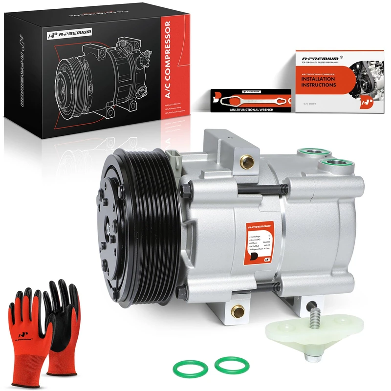 A-Premium Air Conditioner AC Compressor with Clutch Compatible with Ford F-150, F-250, F-250/350/450/550 Super Duty, E-450 Super Duty, Excursion, LCF & Lincoln Blackwood - Image 1