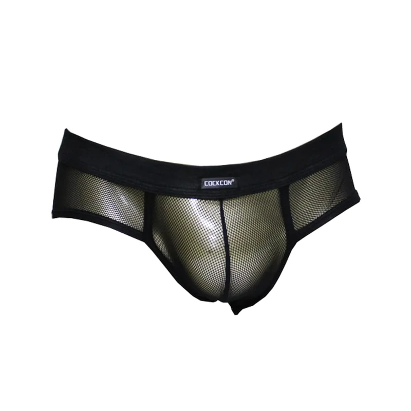 Drelaar Men's Sexy See Through Mesh Breathable Underwear Briefs Soft Underpants Medium Black