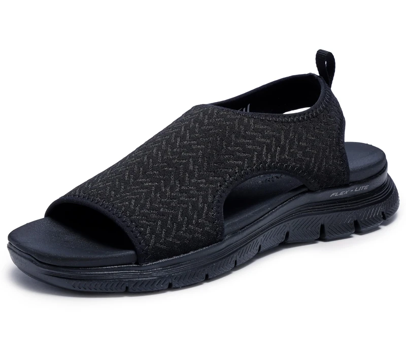 Skechers Women's Flex Appeal 4.0-Livin' in This Sport Sandal, Black/Black, 2 UK