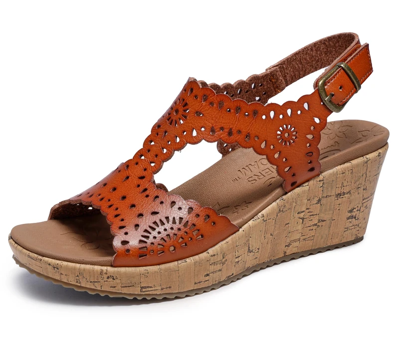 Skechers Women's Beverlee-Easy to Adore Wedge Sandal, Luggage, 8