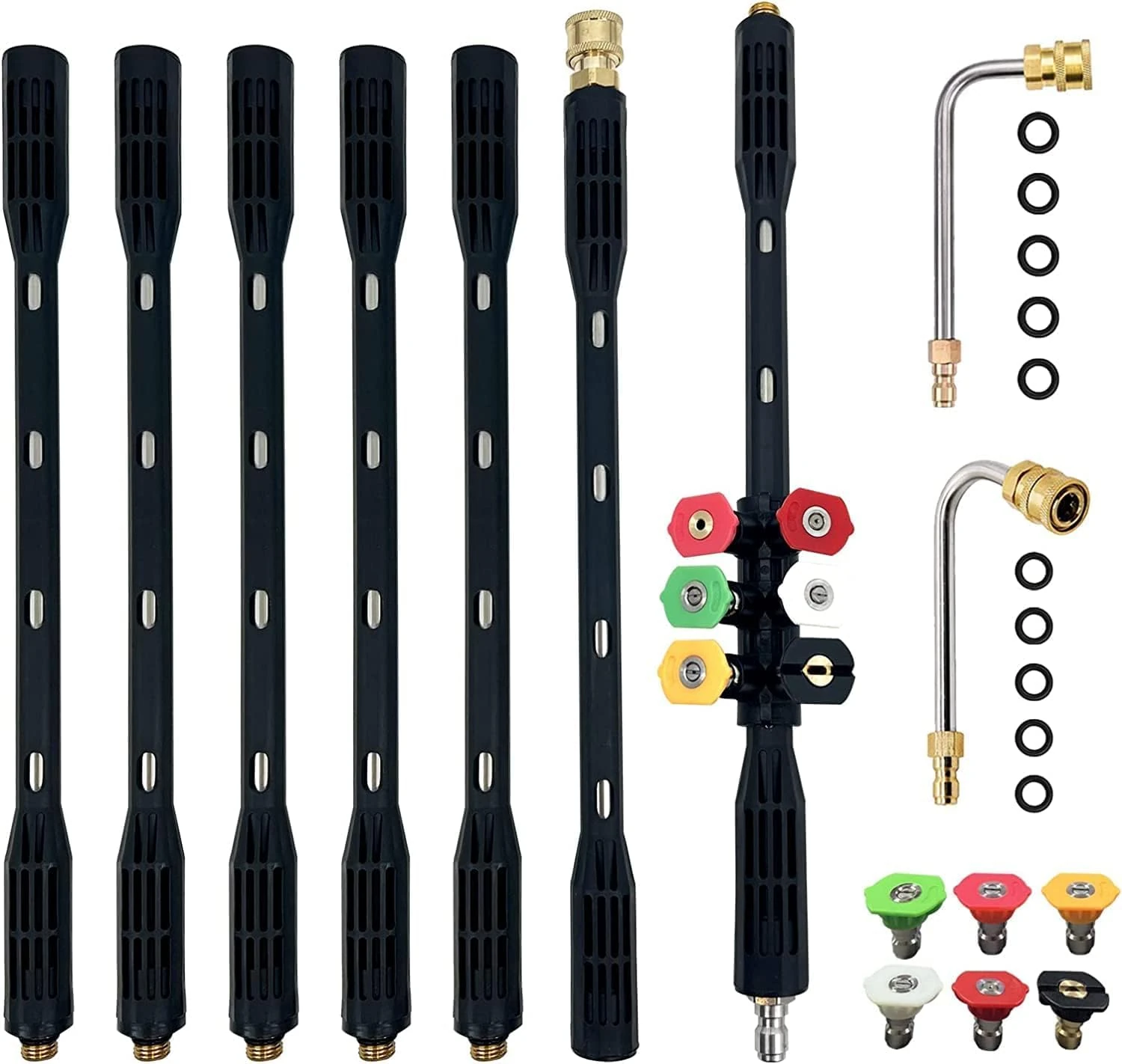 Pressure Washer Extension Wand - 9 Pack Gutter Cleaning Tools Extension Wand, Power Washer Replacement Lance with 5 Nozzle Tips, 1/4" Quick Connect, 4000PSI