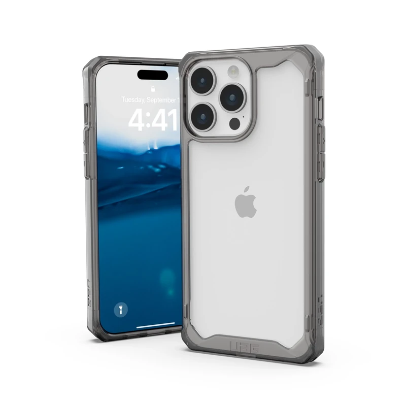 URBAN ARMOR GEAR UAG Case Compatible with iPhone 15 Pro Max Case 6.7" Plyo Ash Rugged Anti-Yellowing Transparent Clear Military Grade Dropproof Protective Cover