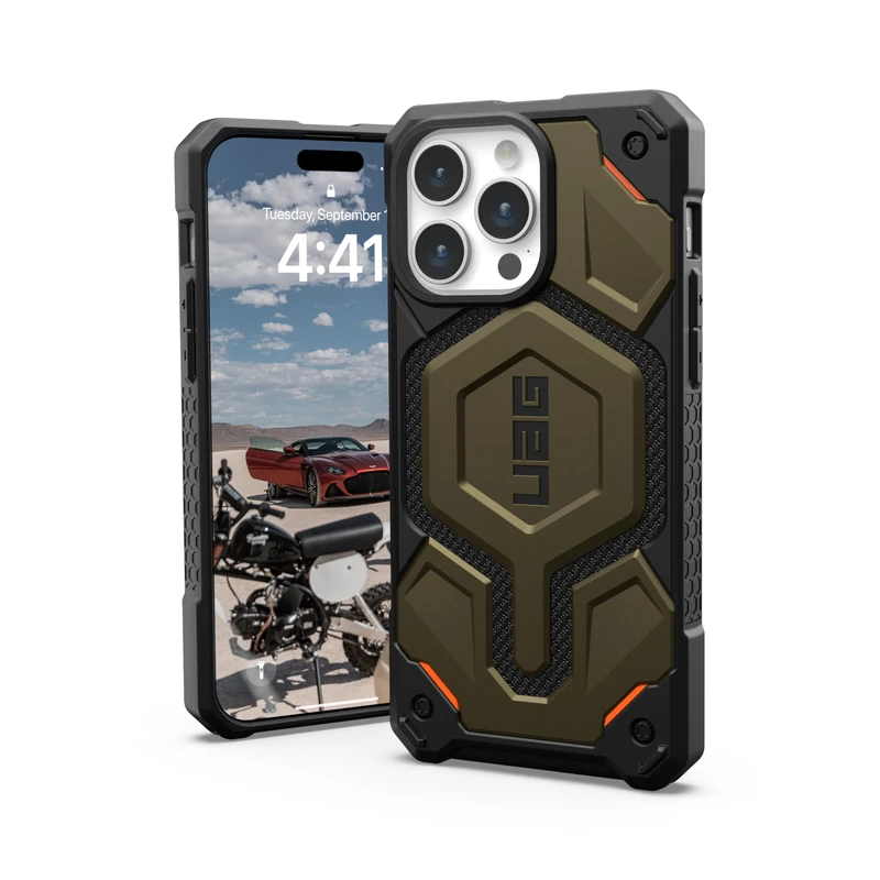 URBAN ARMOR GEAR UAG Case Compatible with iPhone 15 Pro Max Case 6.7" Monarch Pro Kevlar Element Green Built-in Magnet Compatible with MagSafe Charging Premium Rugged Dropproof Protective Cover