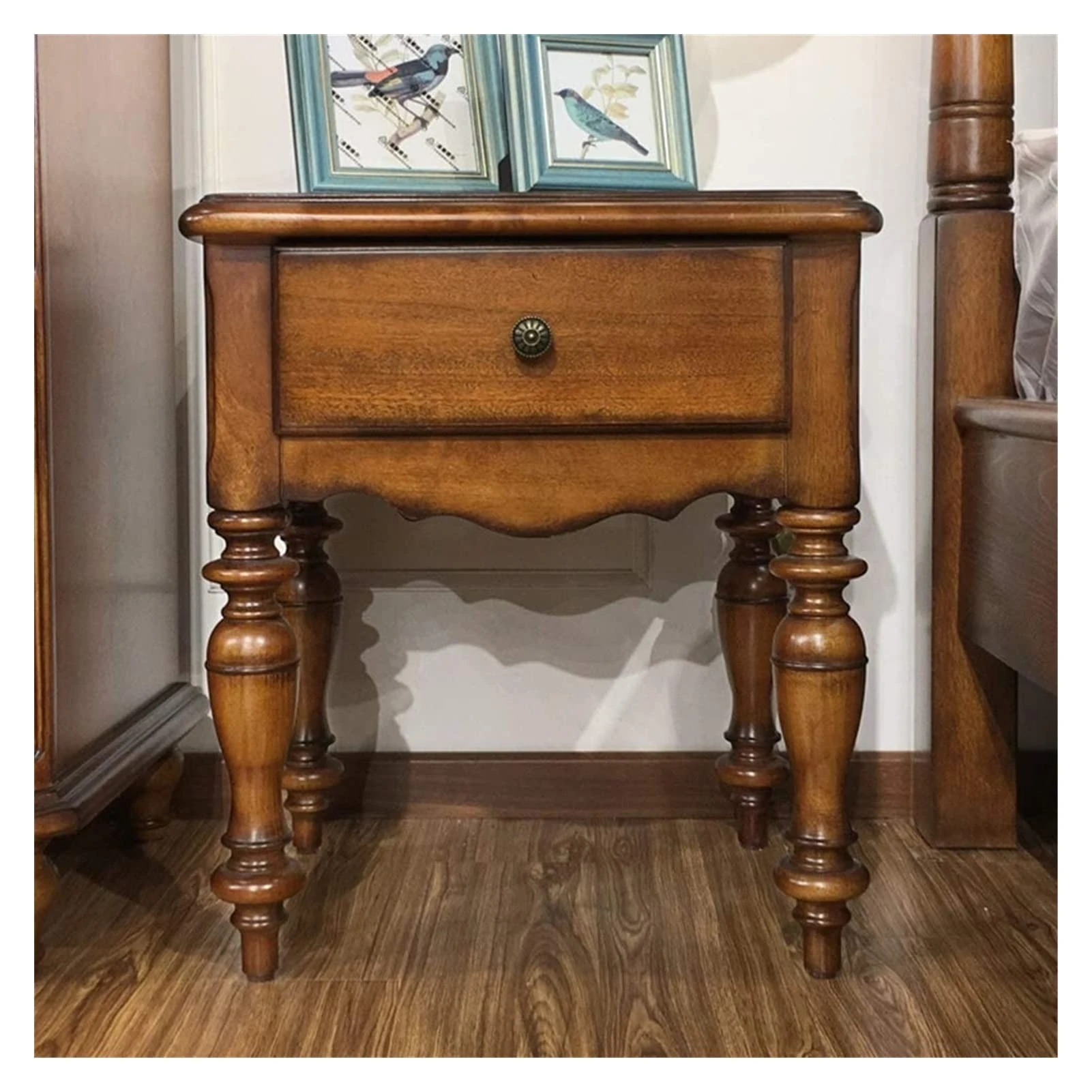 Nightstand Simple Bedside Table for Bedroom Office Bedside Table Drawer Bedside Table Bedroom Furniture American Country Retro Solid Wood Bedside Table Bed Side Nightstand Set Comfortable anniversary