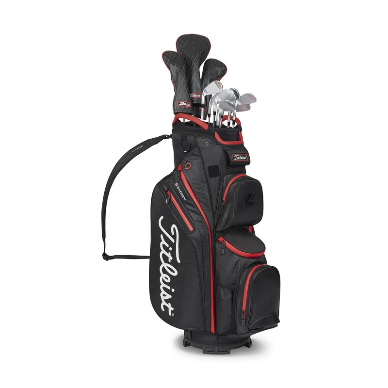 Titleist Cart 14 StaDry Golf Bag, Black/Black/Red