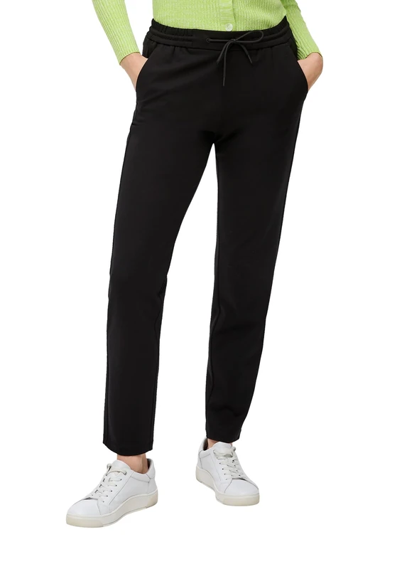 s.Oliver Interlock Jogging Pants with Elasticated, Black, 38W x 28L - Image 1