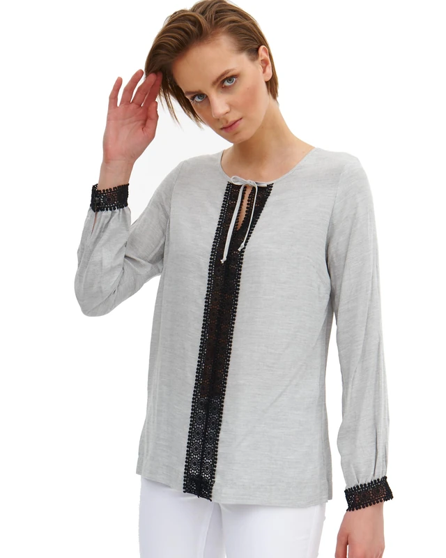 LARIME Women's Celestyna Grey Melange Blouse, 14 - Image 1