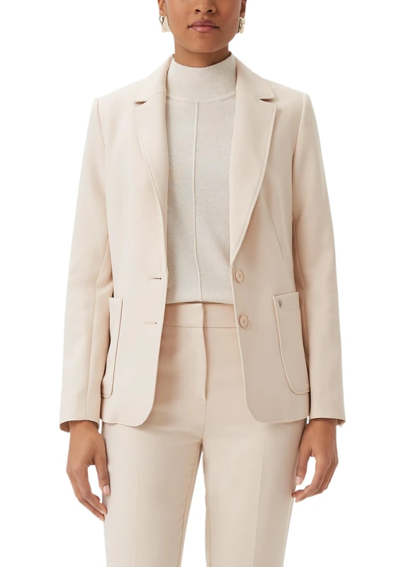 comma Women's 2141271 Business Suit Jacket, Beige 8102, 10