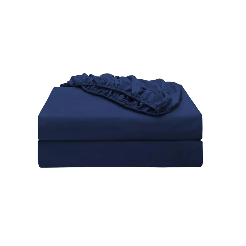 Shunjie.Home 2-Pack Pure Cotton Fitted Sheet King Size, 600 Thread Count 16"" Deep Pocket Egyptian Cotton Fitted Sheet (2pcs, King, Navy Blue)