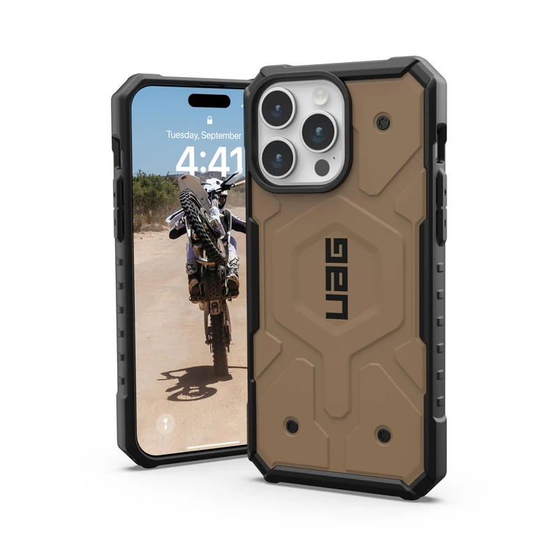 URBAN ARMOR GEAR UAG Case Compatible with iPhone 15 Pro Max Case 6.7" Pathfinder Dark Earth Built-in Magnet Compatible with MagSafe Charging Rugged Military Grade Dropproof Protective Cover