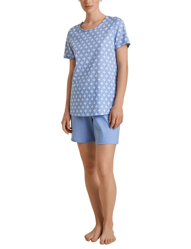 CALIDA Shell Nights Women's Pyjama Set, Blue Hydrangea, 36-38