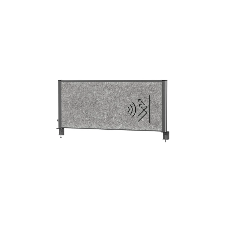 MAUL MAULconnecto Uplight Acoustic Table Divider with LED Light Strip 120 x 50 cm Room Divider for Office and Desk Room Divider with Lamp and Clamp Base Ideal as Privacy Screen and Sound Insulation