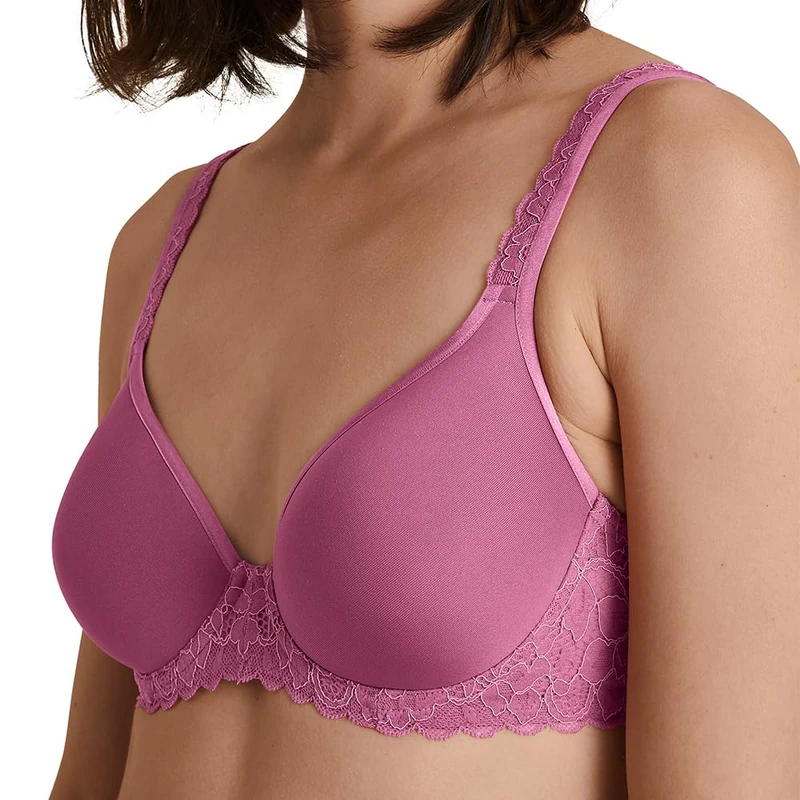 CALIDA Women's Natural Comfort Lace Bra, Semi-Transparent, Red Violet, 34B