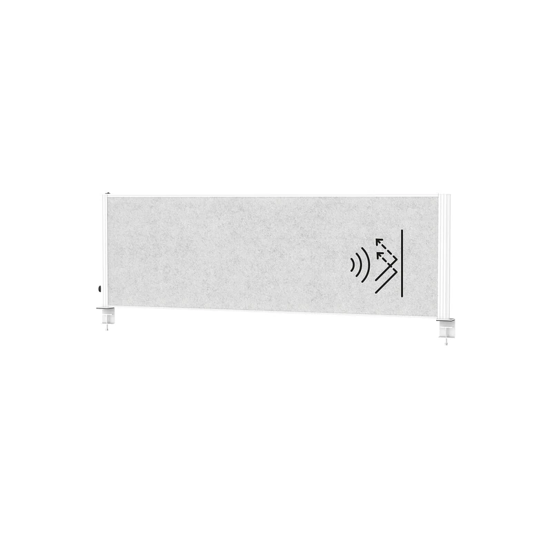 MAUL MAULconnecto Uplight Acoustic Table Divider with LED Light Strip 160 x 50 cm Room Divider for Office and Desk Room Divider with Lamp and Clamp Base Ideal as Privacy Screen and Sound Insulation