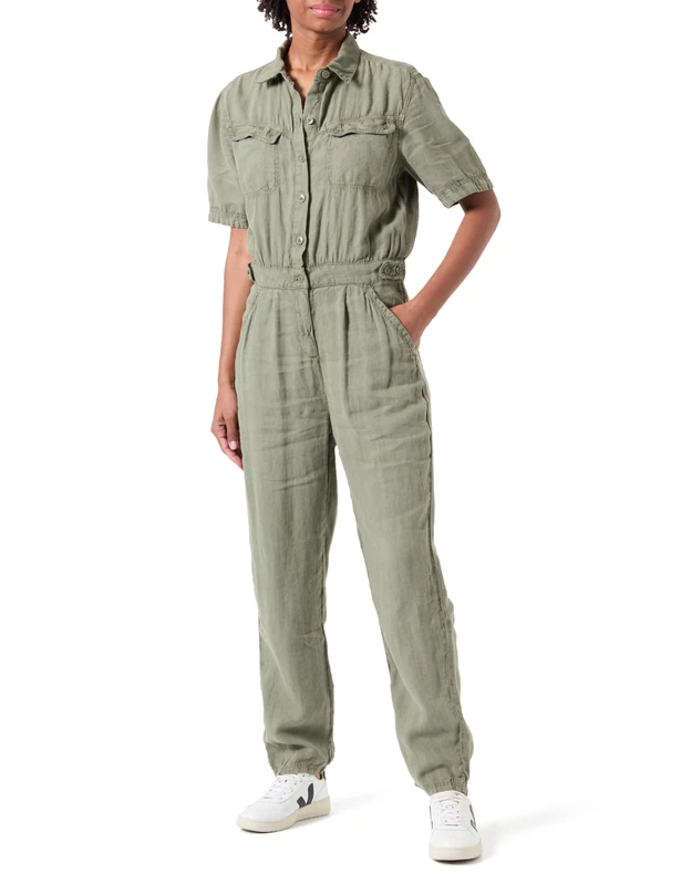 Schott NYC Women's Jumpsuit, Light Khaki, S