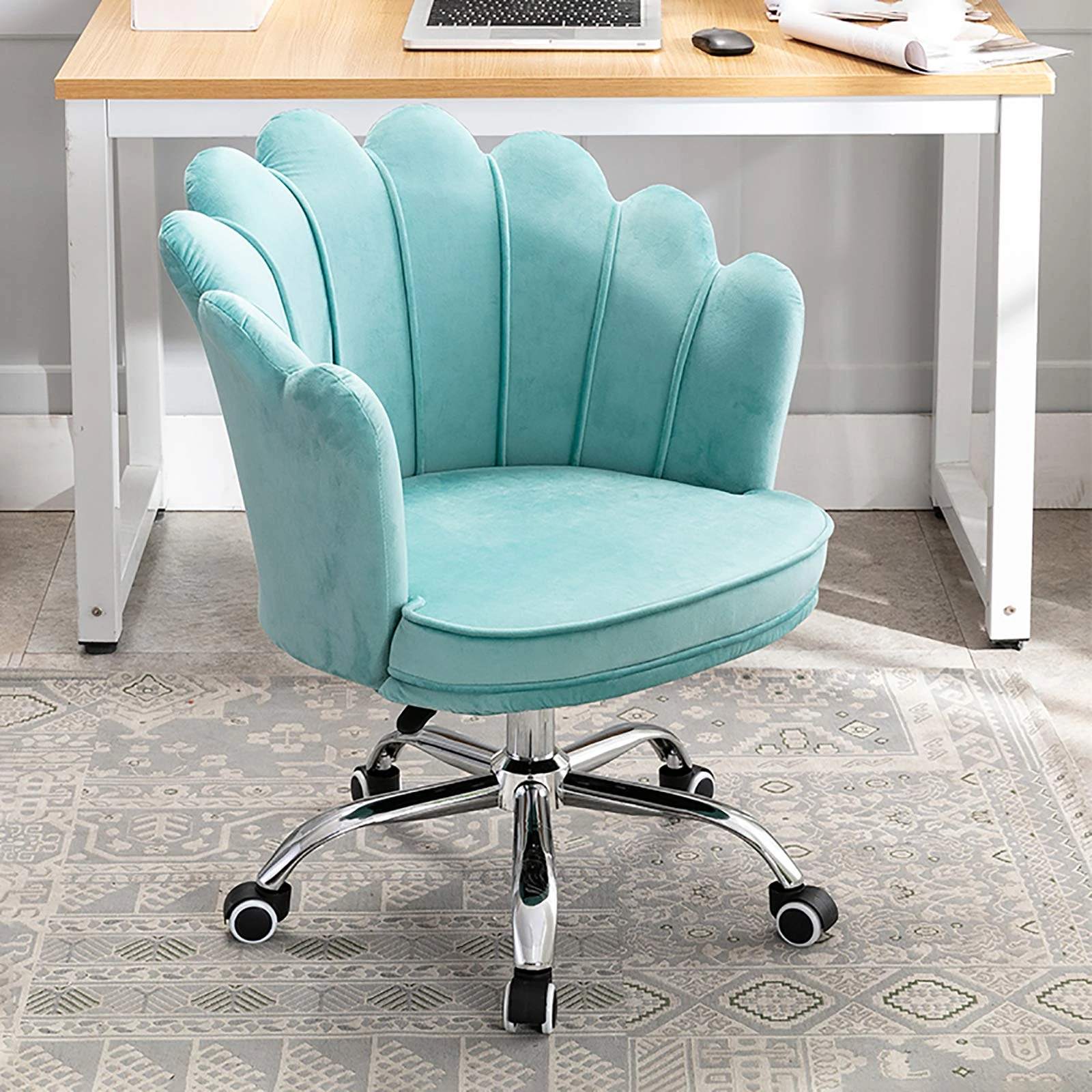 office chair gaming chair computer chair Modern Mid-back Swivel Chair Elegant Reception Chair For Bedroom Living Women,Ergonomic Petal Computer Chair Height Adjustable Desk Chair,Velvet